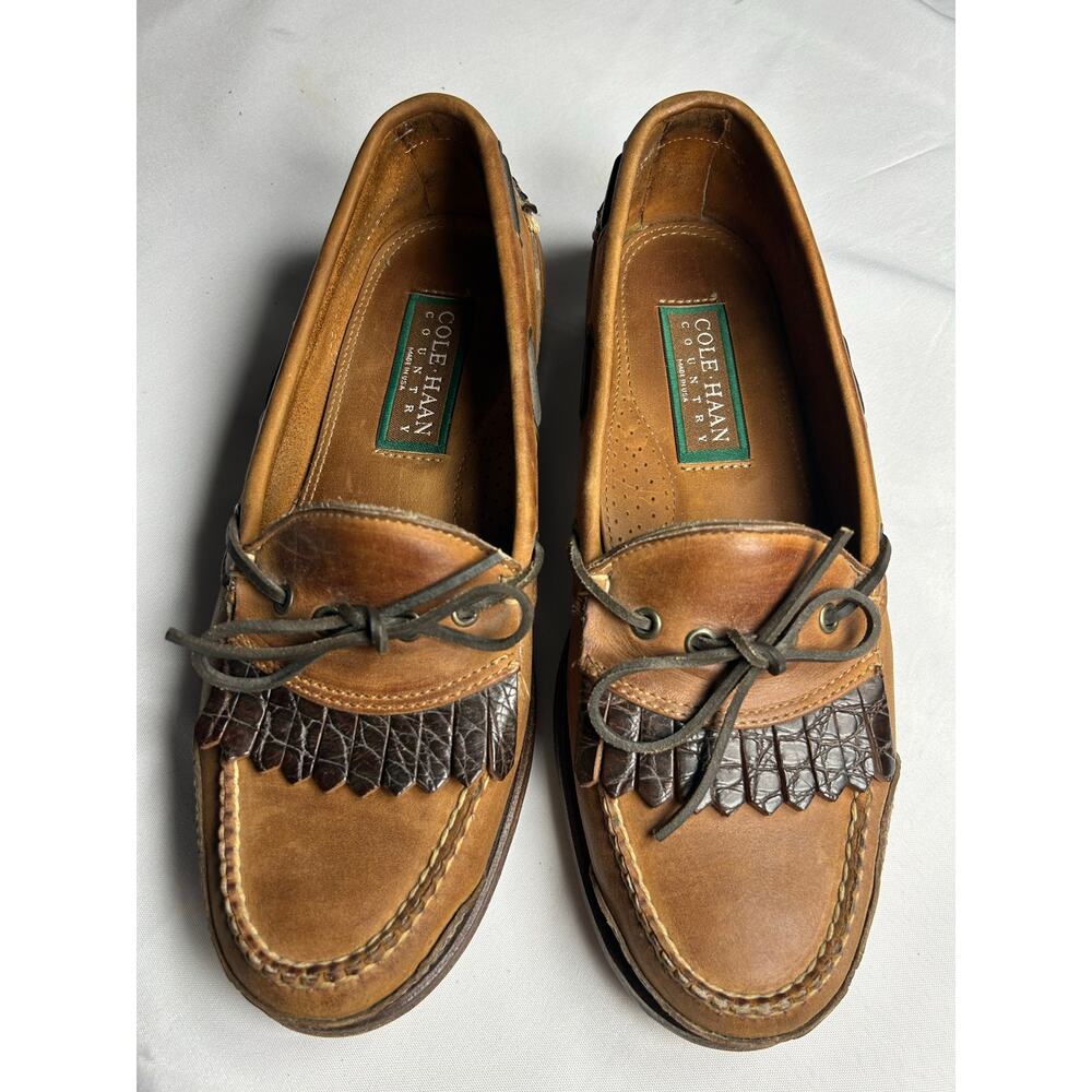 Cole Haan Tan brown Kiltie Tassel Loafers men’s 8.5 M vintage business casual
